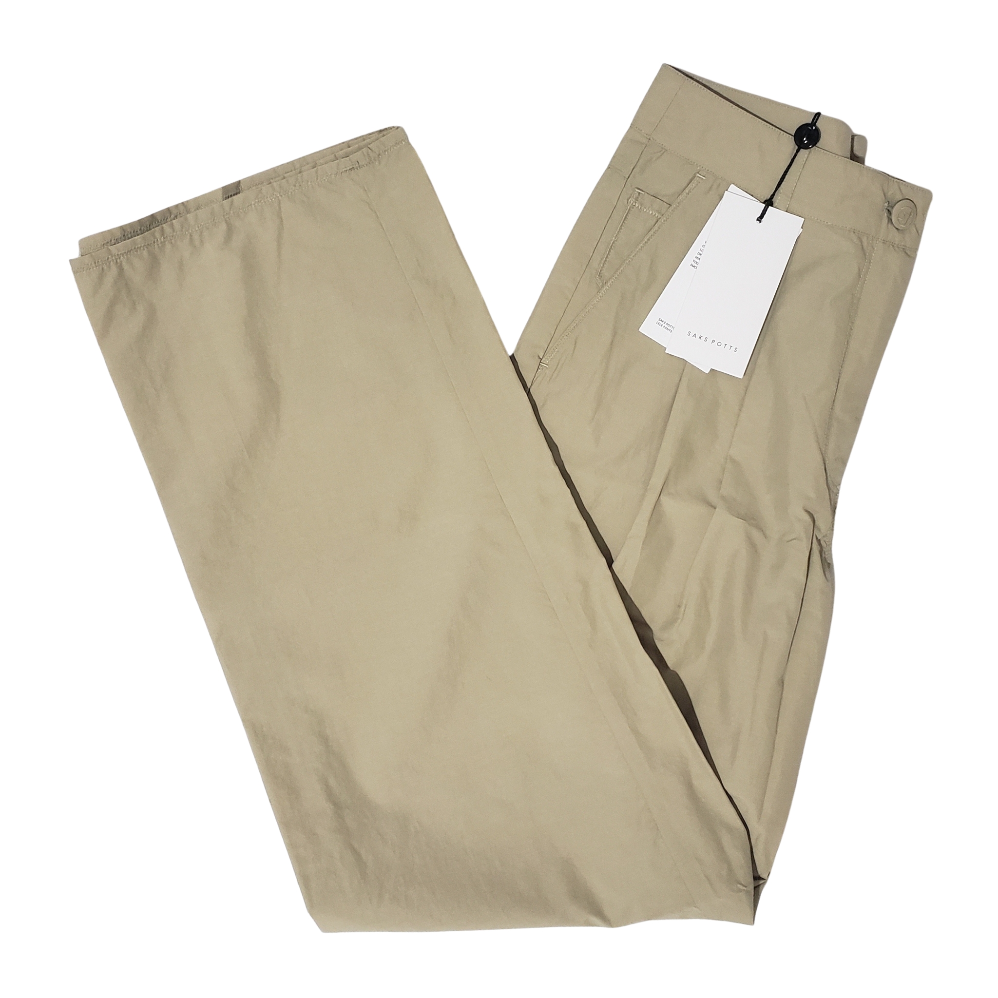 Saks Potts Lele Pants Women Medium Oat Pleated Nwt — image 2 of 8